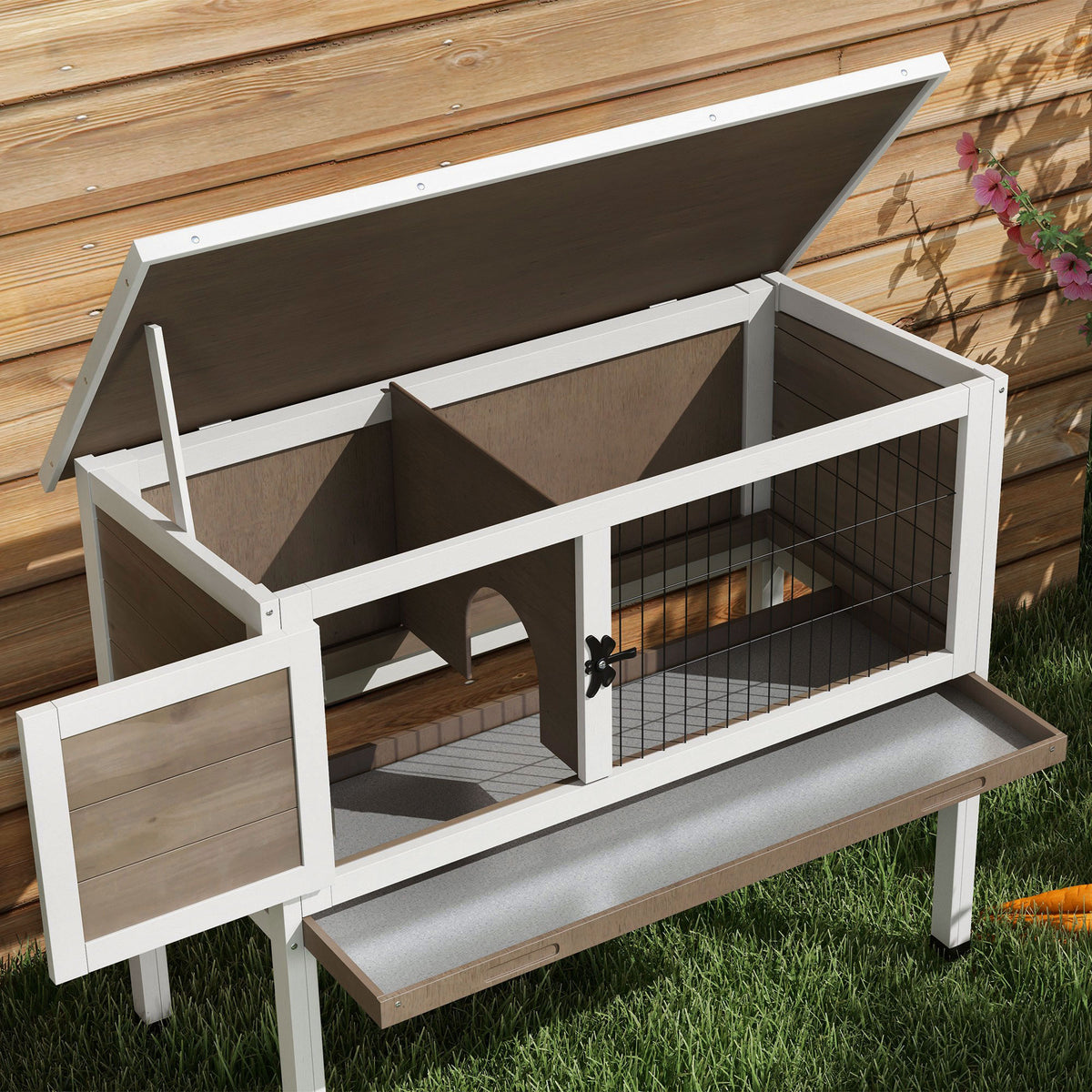 Brown wooden guinea pig hutch – image 2