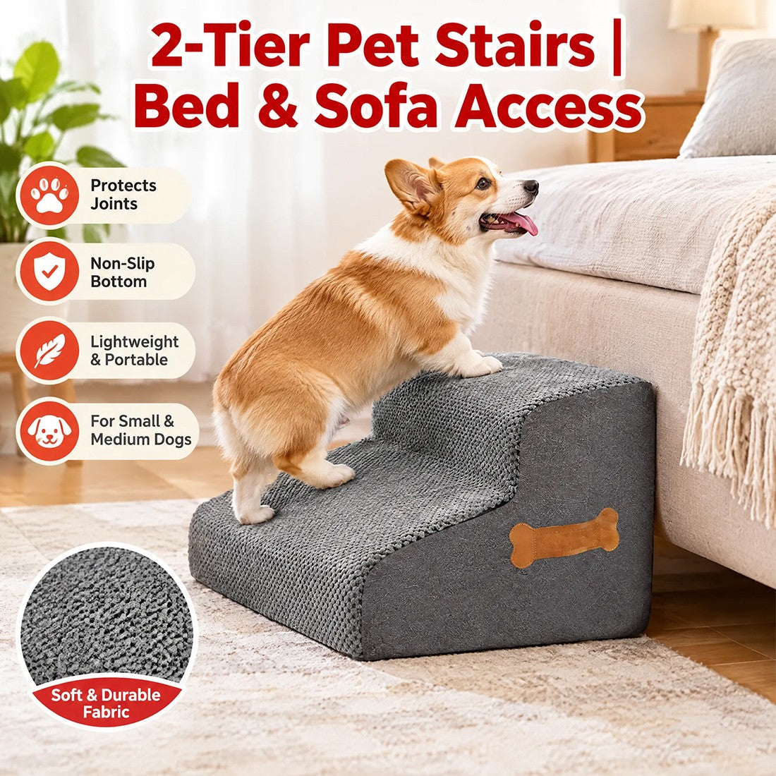 Two-step foam pet stairs – image 3