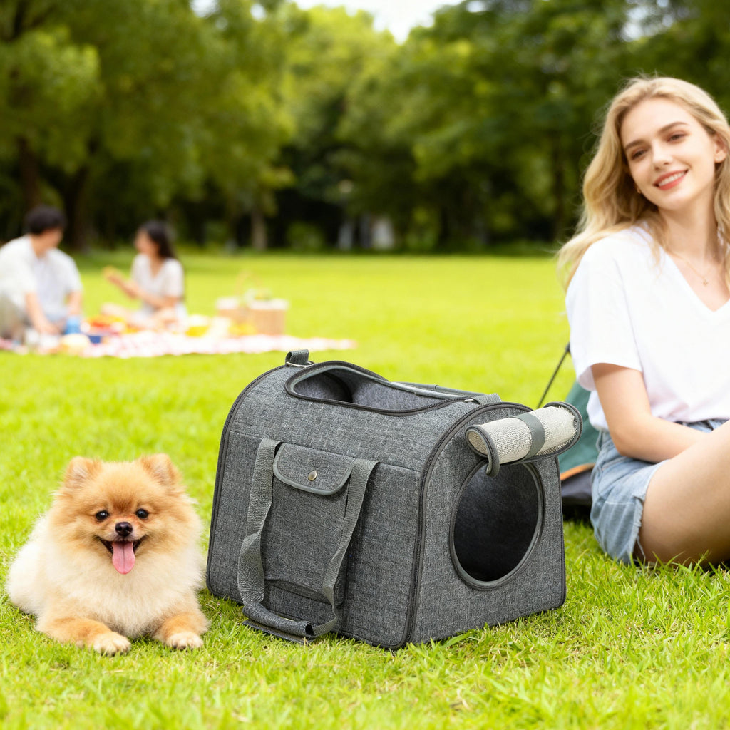 PawHut Soft Cat Carrier – Grey, 42cm – product view 2
