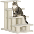 PawHut Four-Step Plush Pet Ladder – Cream, 60cm – product view 1