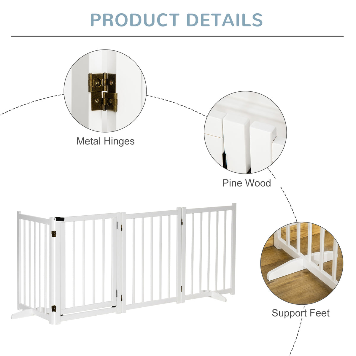 Four-panel freestanding wooden dog gate – image 3