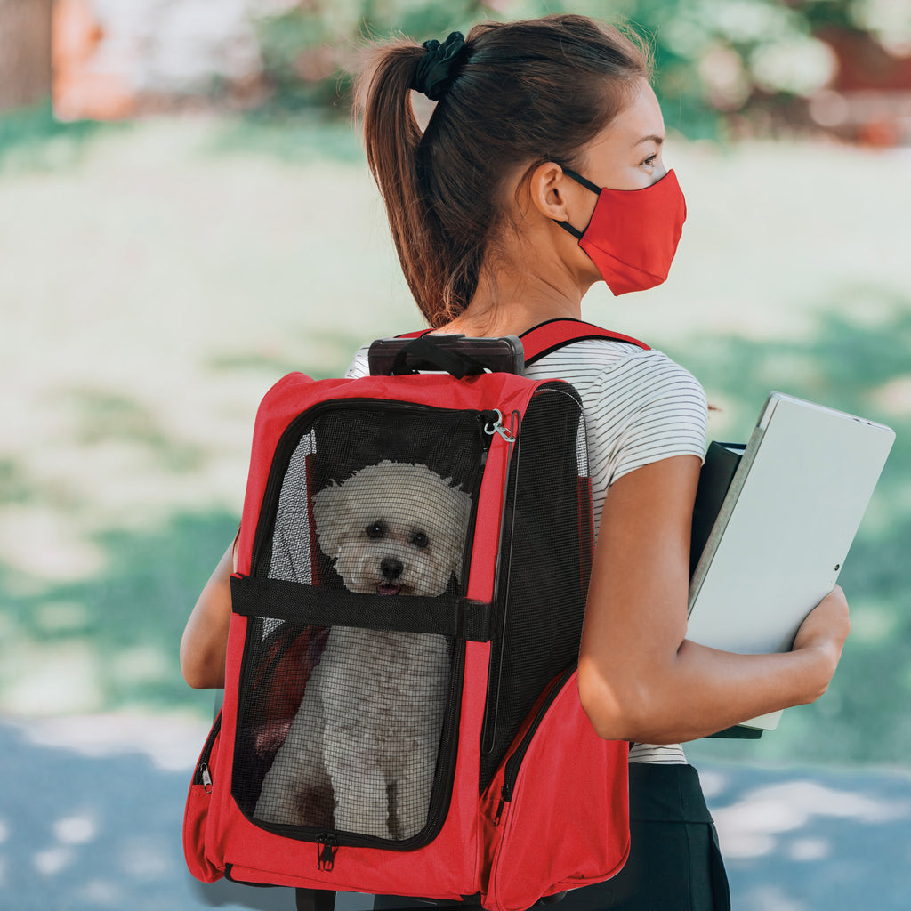 PawHut Pet Trolley Backpack Carrier – Red – product view 2