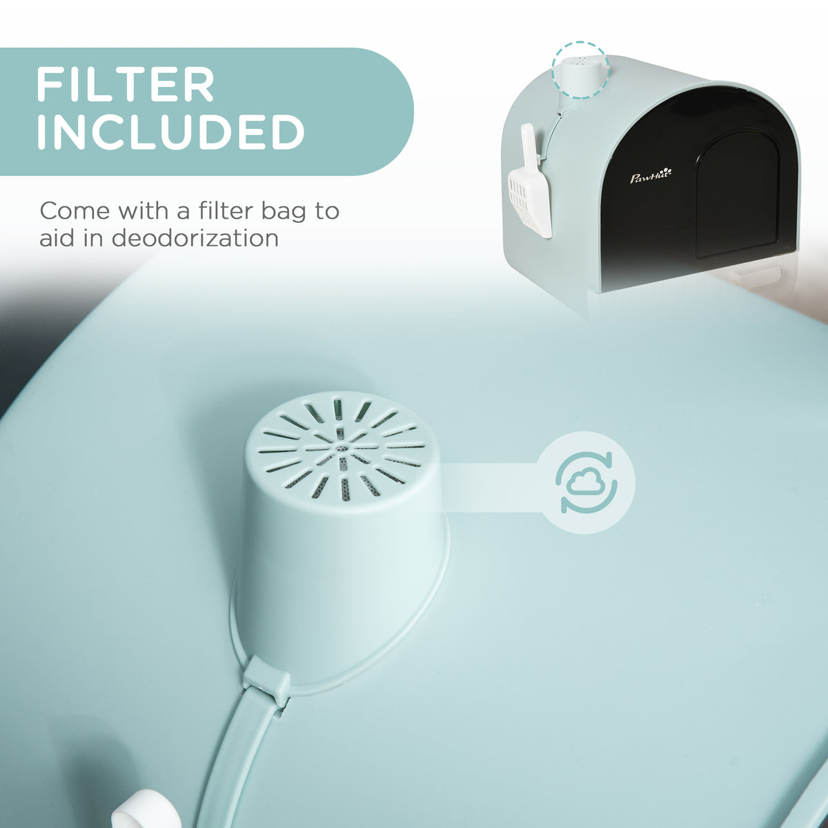 Hooded cat litter box with flap door – image 5