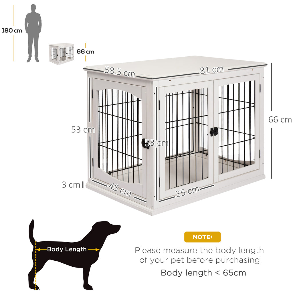 PawHut Dog Crate Side Table – White, 81cm – product view 3
