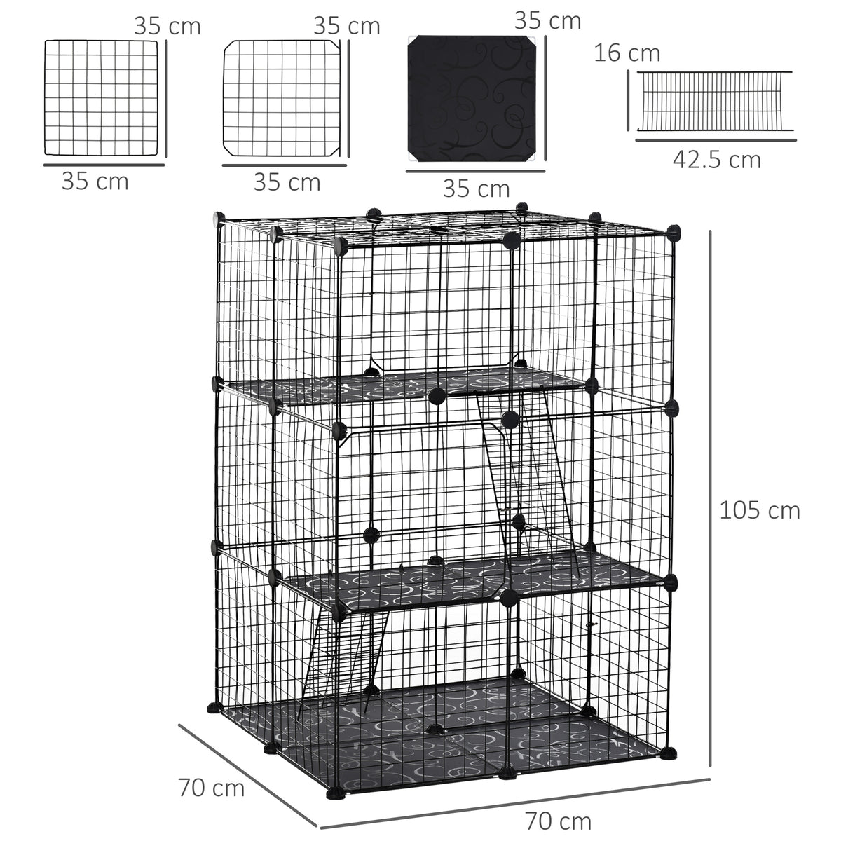PawHut 39-Panel Small Animal Cage with Ramps – product view 3