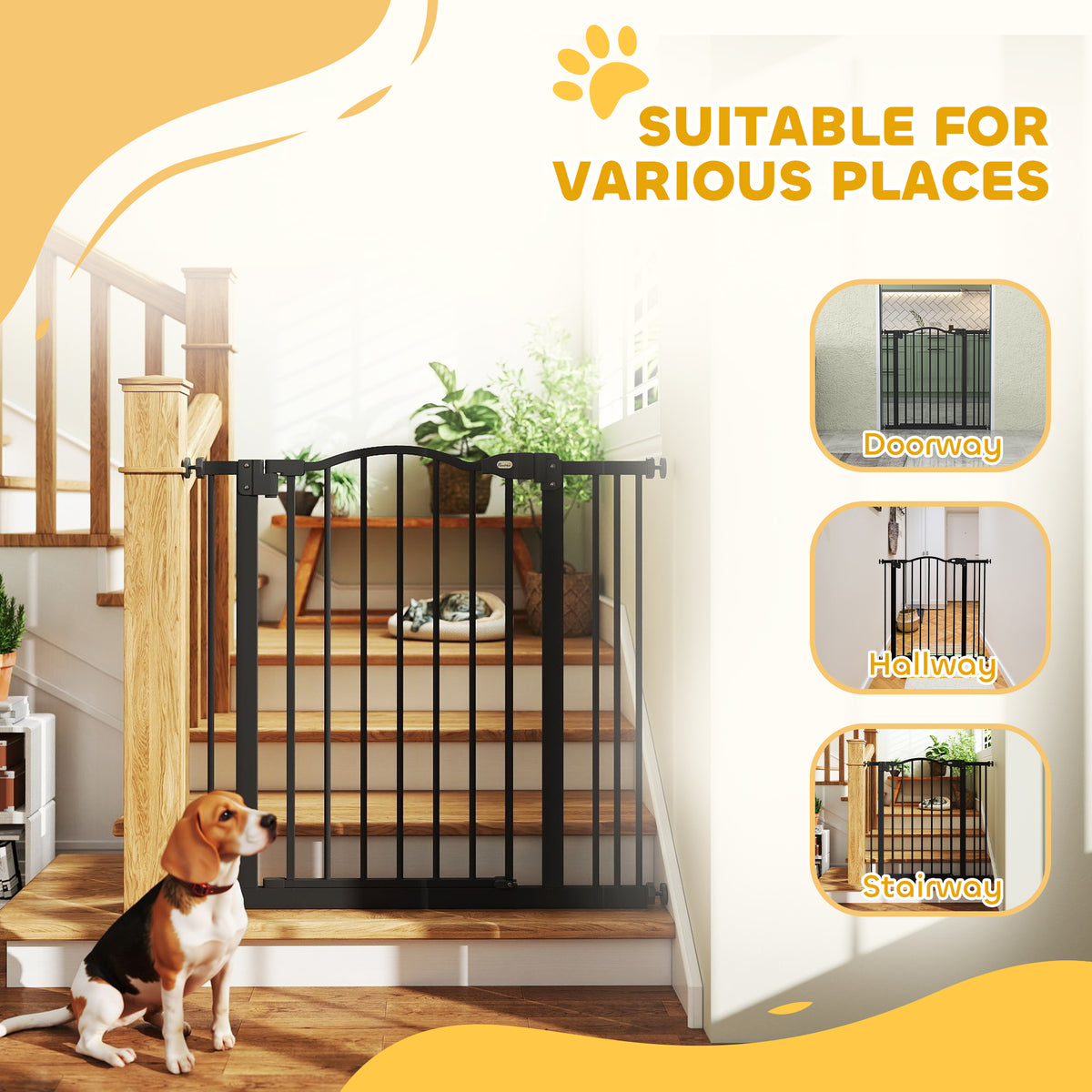 Auto-close metal pet gate – black – image 1