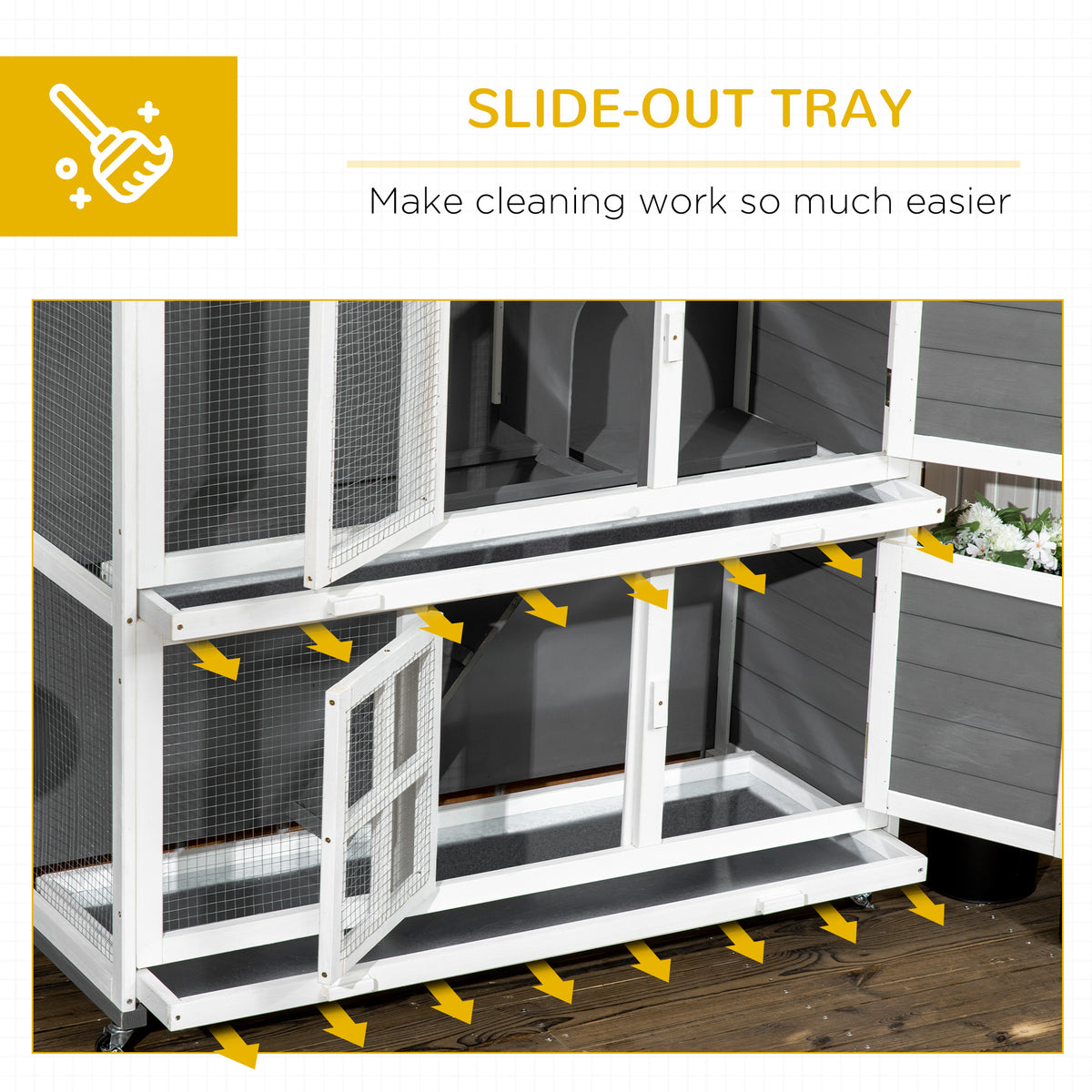 Two-tier wooden rabbit hutch – image 2