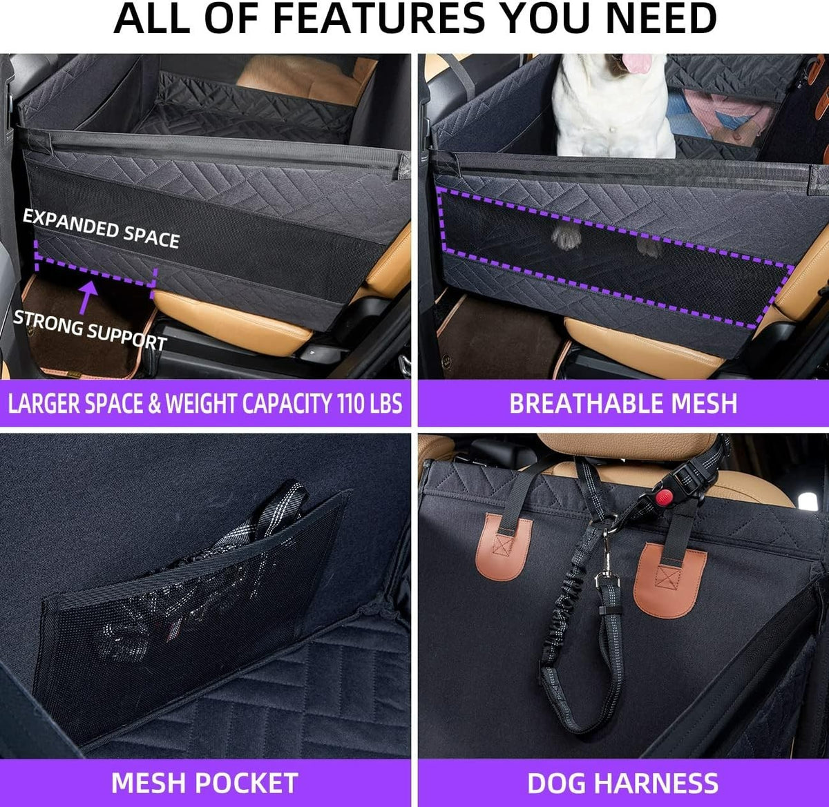 Hard-base pet car seat extender – image 2