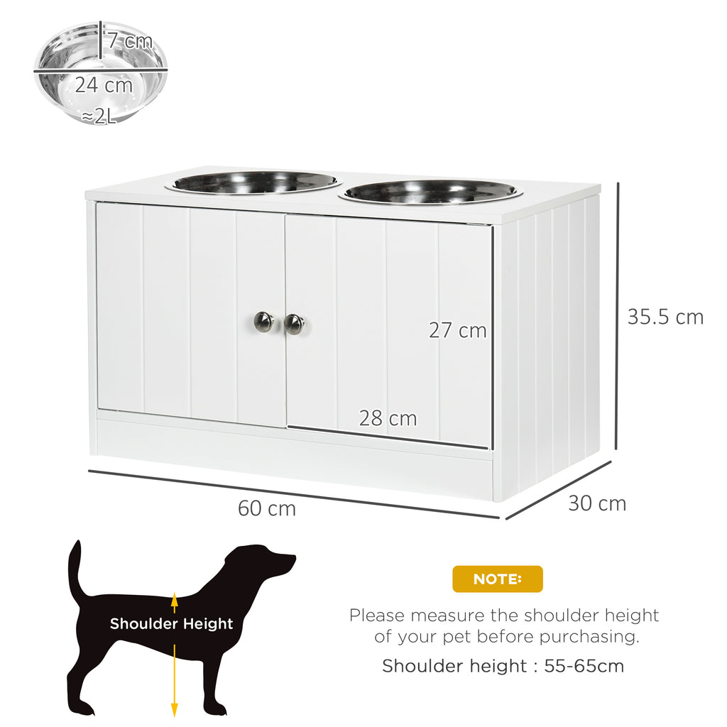 PawHut Raised Dog Feeder with Storage – White – product view 3