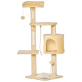 PawHut Cat Tree with Condo & Toys – Beige, 114cm – product view 1