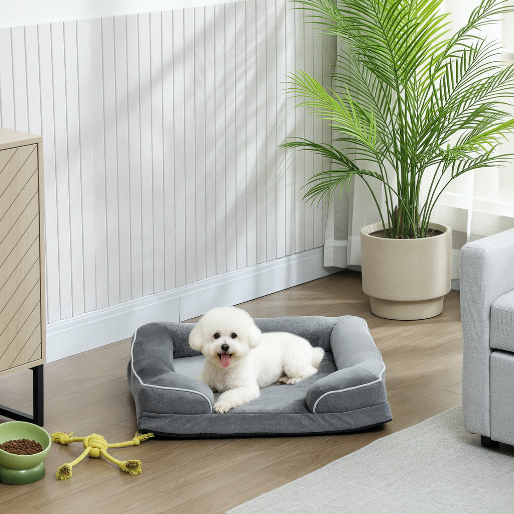 PawHut Memory Foam Dog Sofa Bed – Grey, 70cm – product view 2