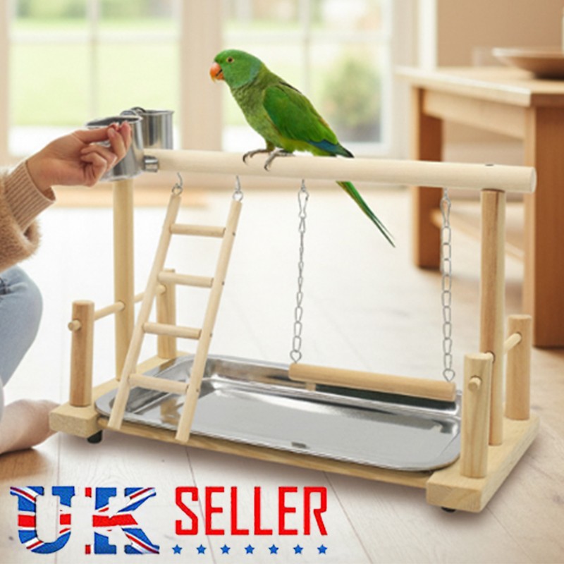 Wooden bird playstand with ladder – image 2