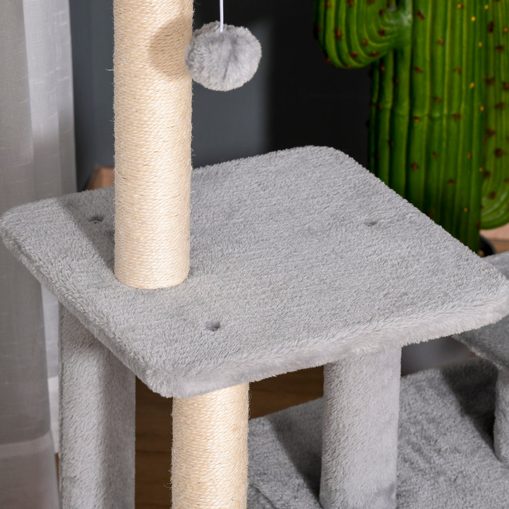 Light grey 114cm cat tree – image 1