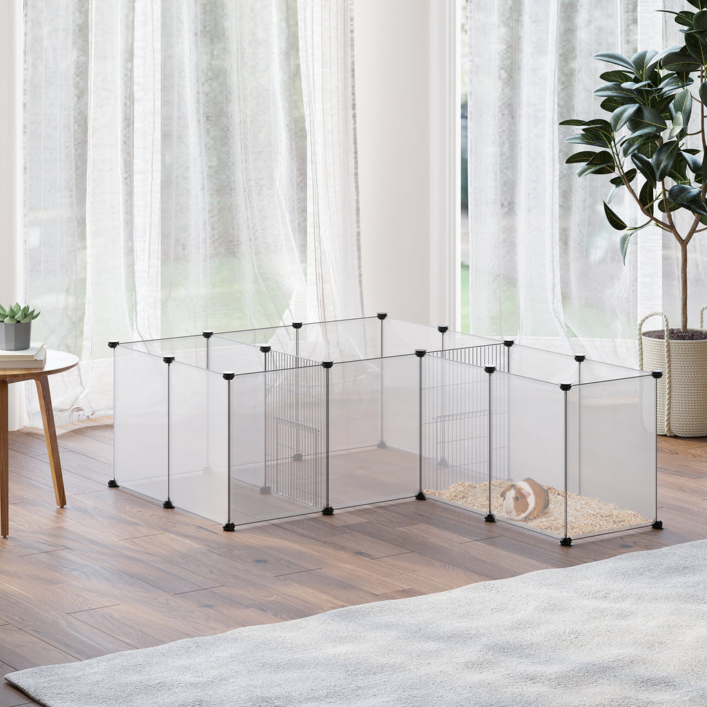 PawHut 18-Panel Small Pet Playpen – White – product view 2