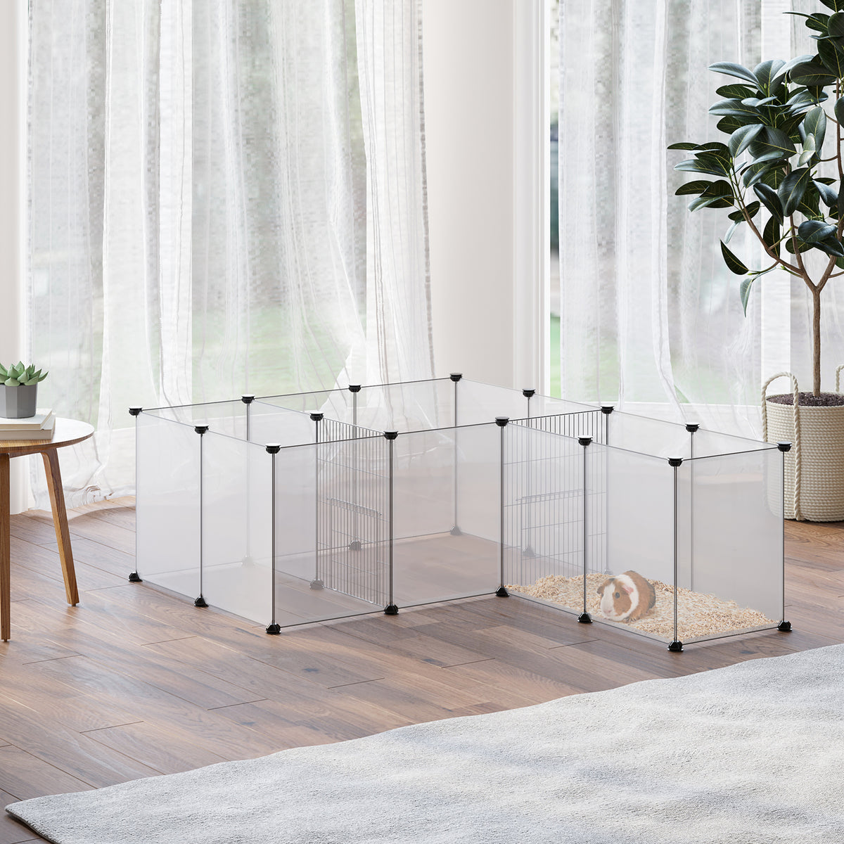 PawHut 18-Panel Small Pet Playpen – White – product view 2