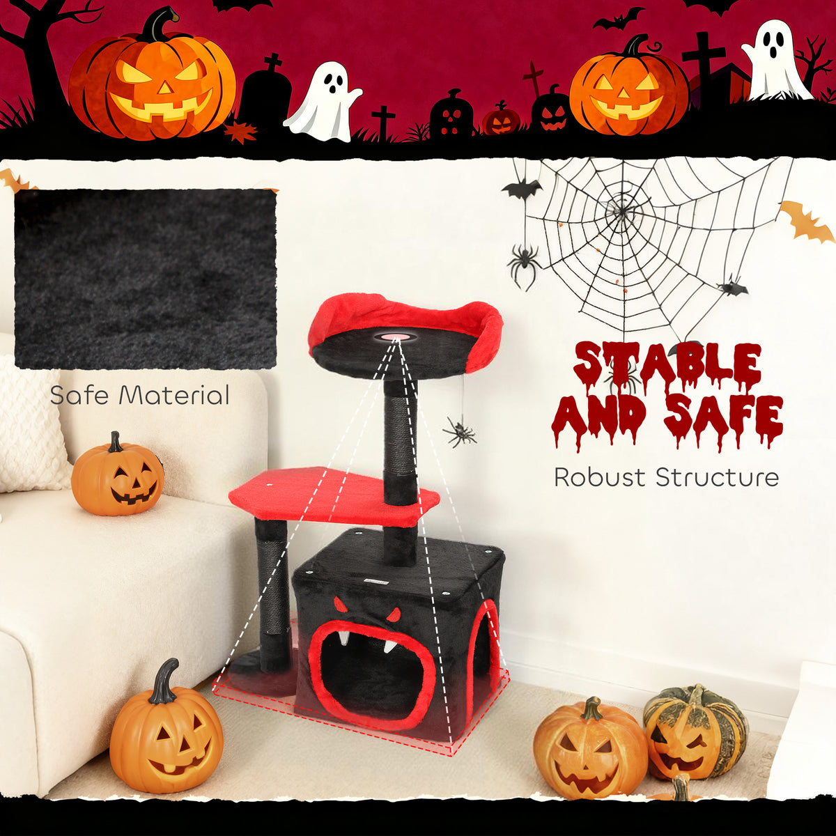 Gothic cat tree with coffin platform – image 3