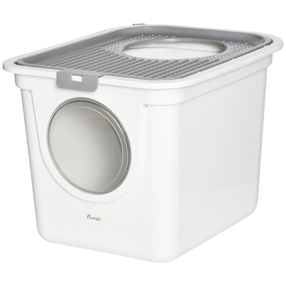 PawHut enclosed cat litter box white – image 2
