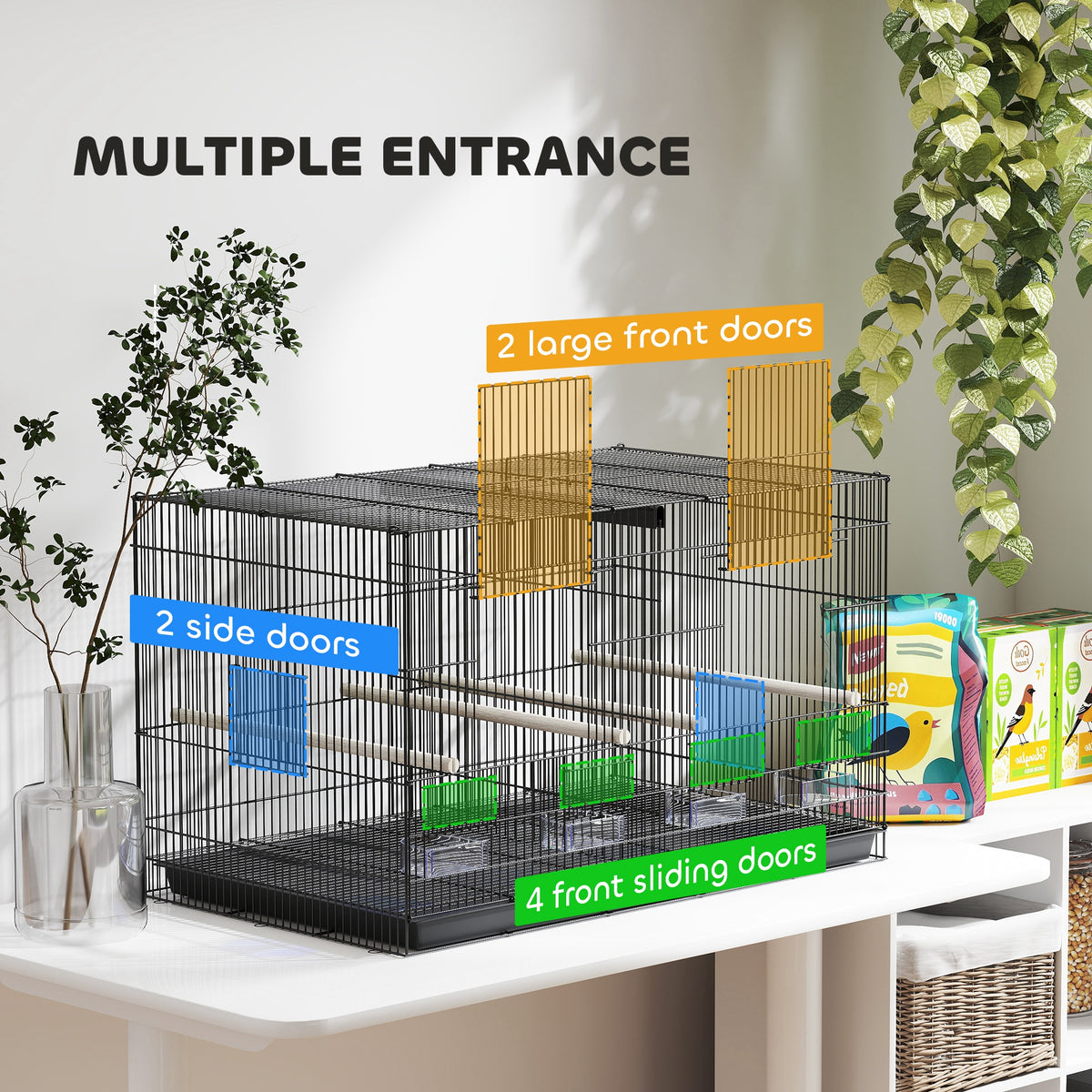 Black bird cage with divider – image 3