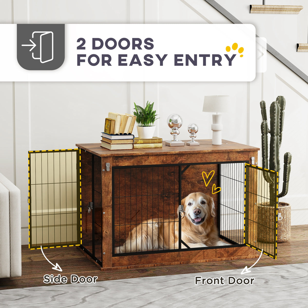 Two-door dog crate furniture – image 4