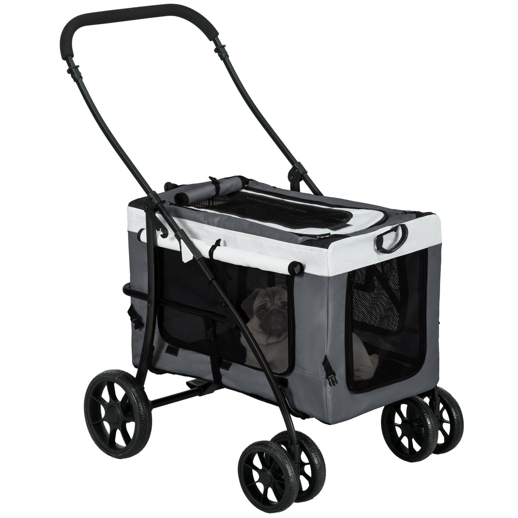 PawHut Dog Stroller with Detachable Carrier – Grey – product view 1