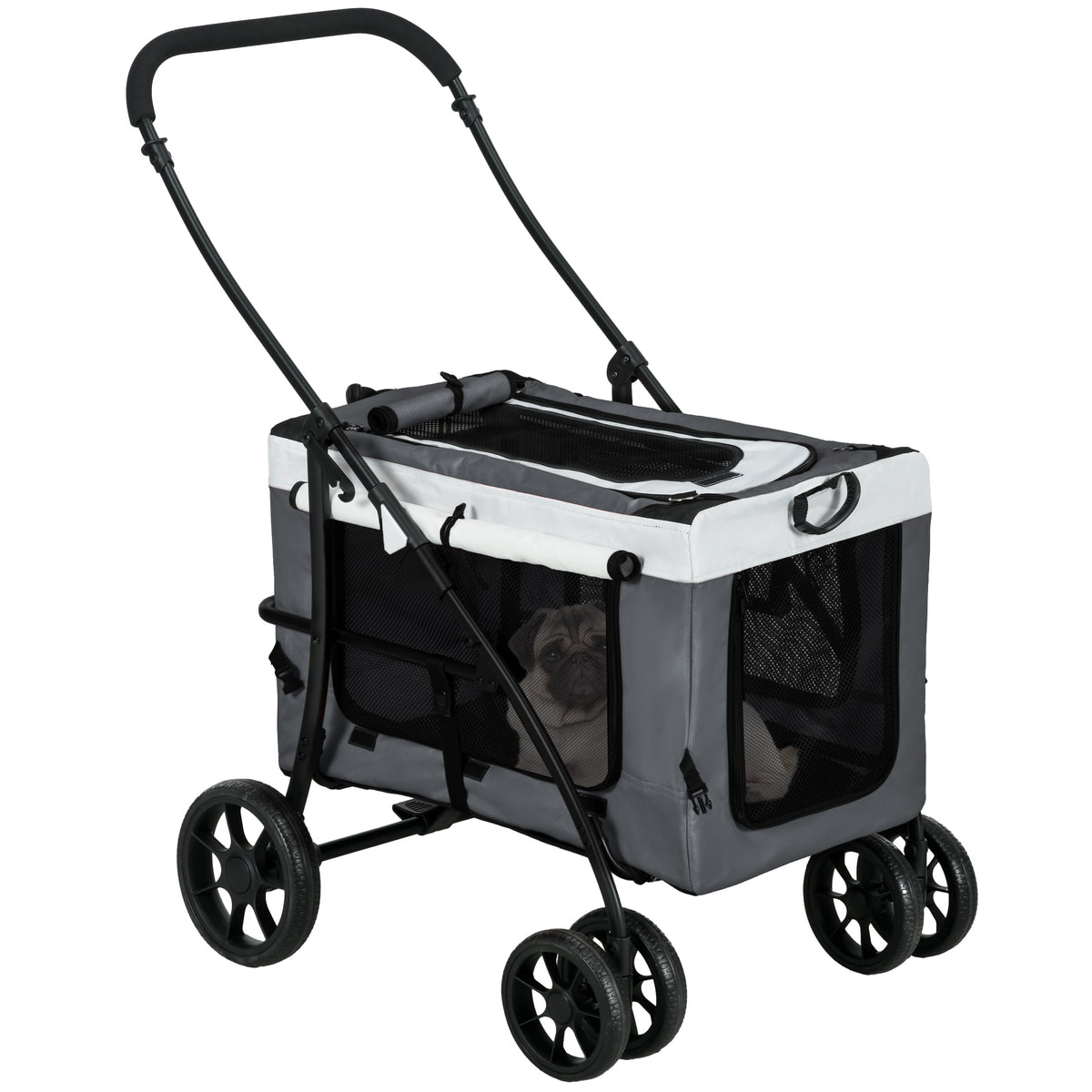 PawHut Dog Stroller with Detachable Carrier – Grey – product view 1