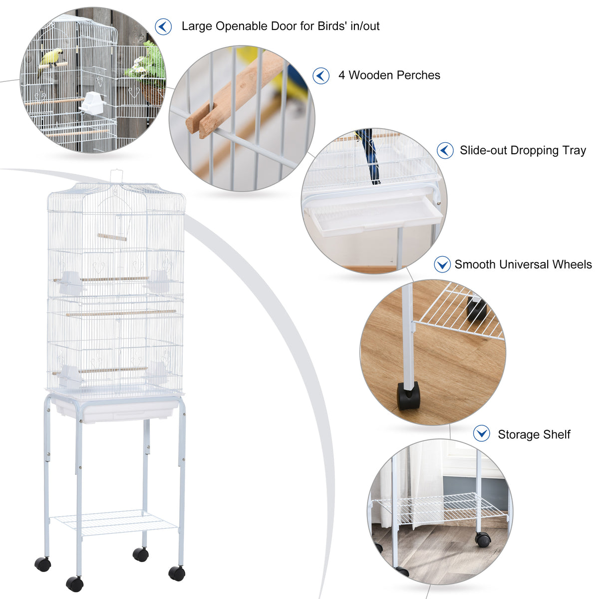 Wheeled white bird cage – image 4