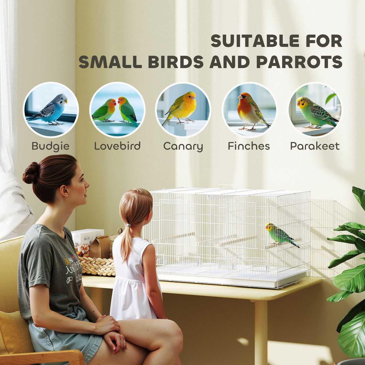 Bird cage with divider – white – image 1