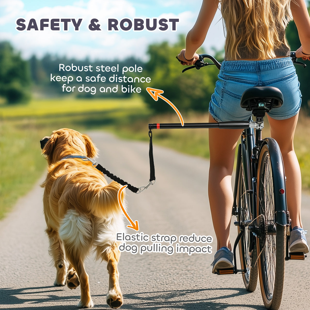 PawHut Bicycle Dog Lead with Elastic Section – product view 5