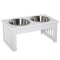 PawHut Twin Raised Pet Bowls – White, 44cm – product view 1