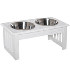 PawHut Twin Raised Pet Bowls – White, 44cm – product view 1