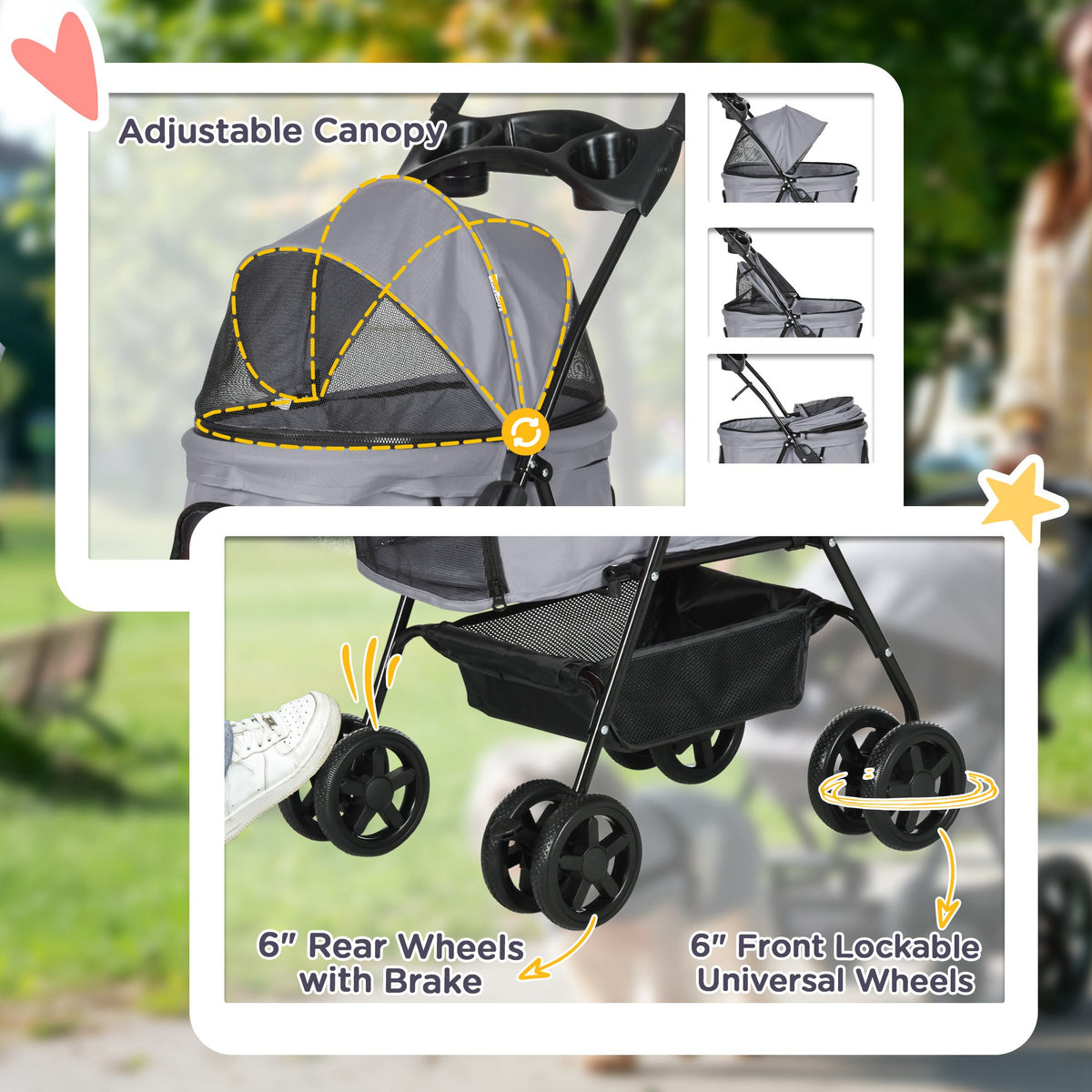 Four-wheel folding dog stroller – image 3