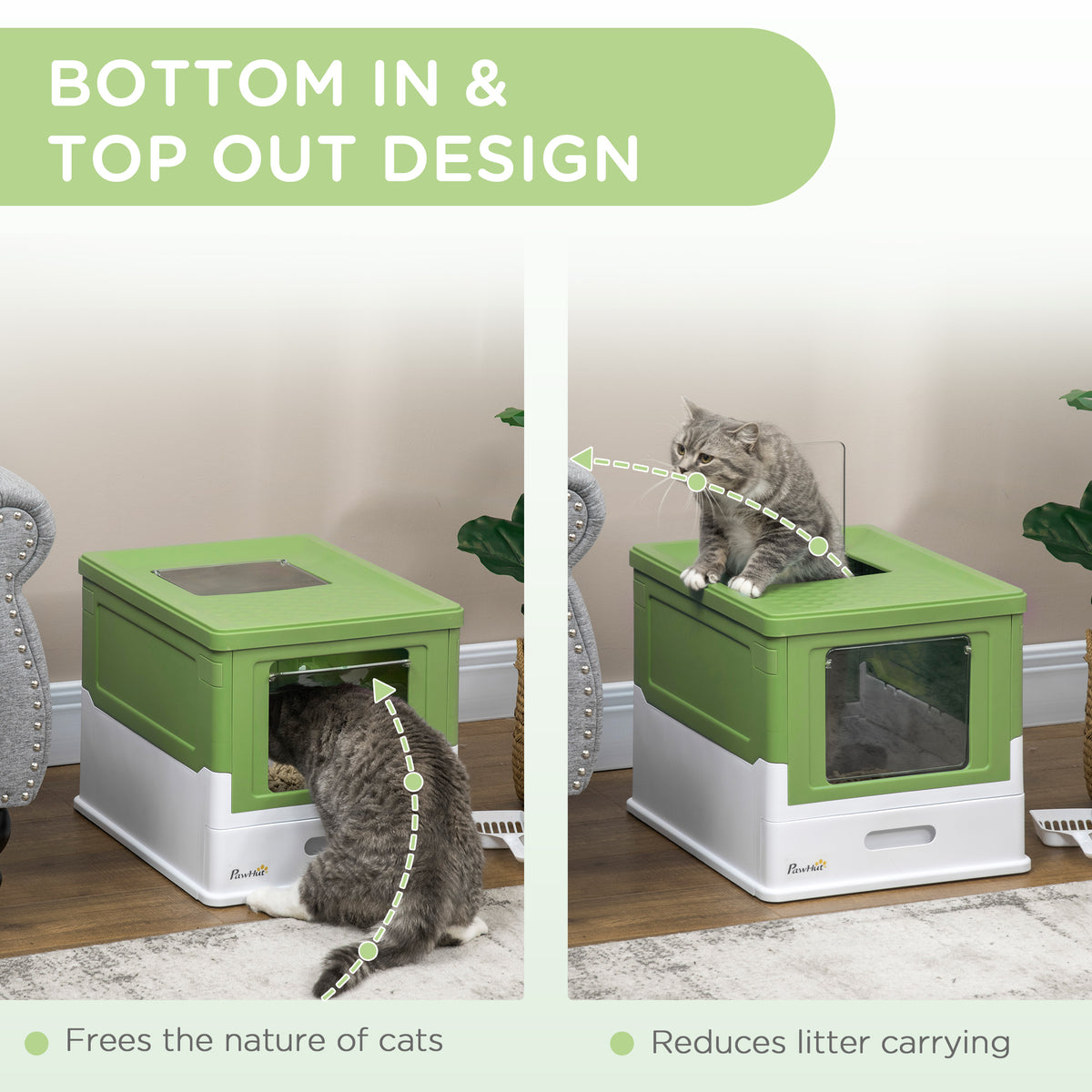 Green hooded cat litter box – image 5