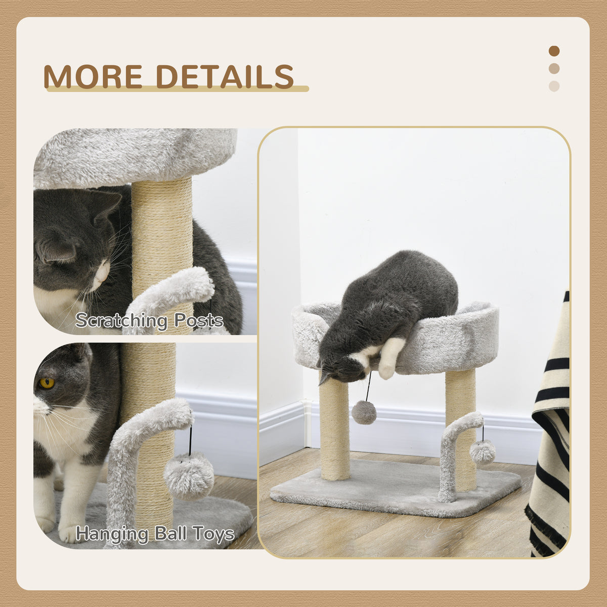 42cm indoor cat tree light grey – image 5