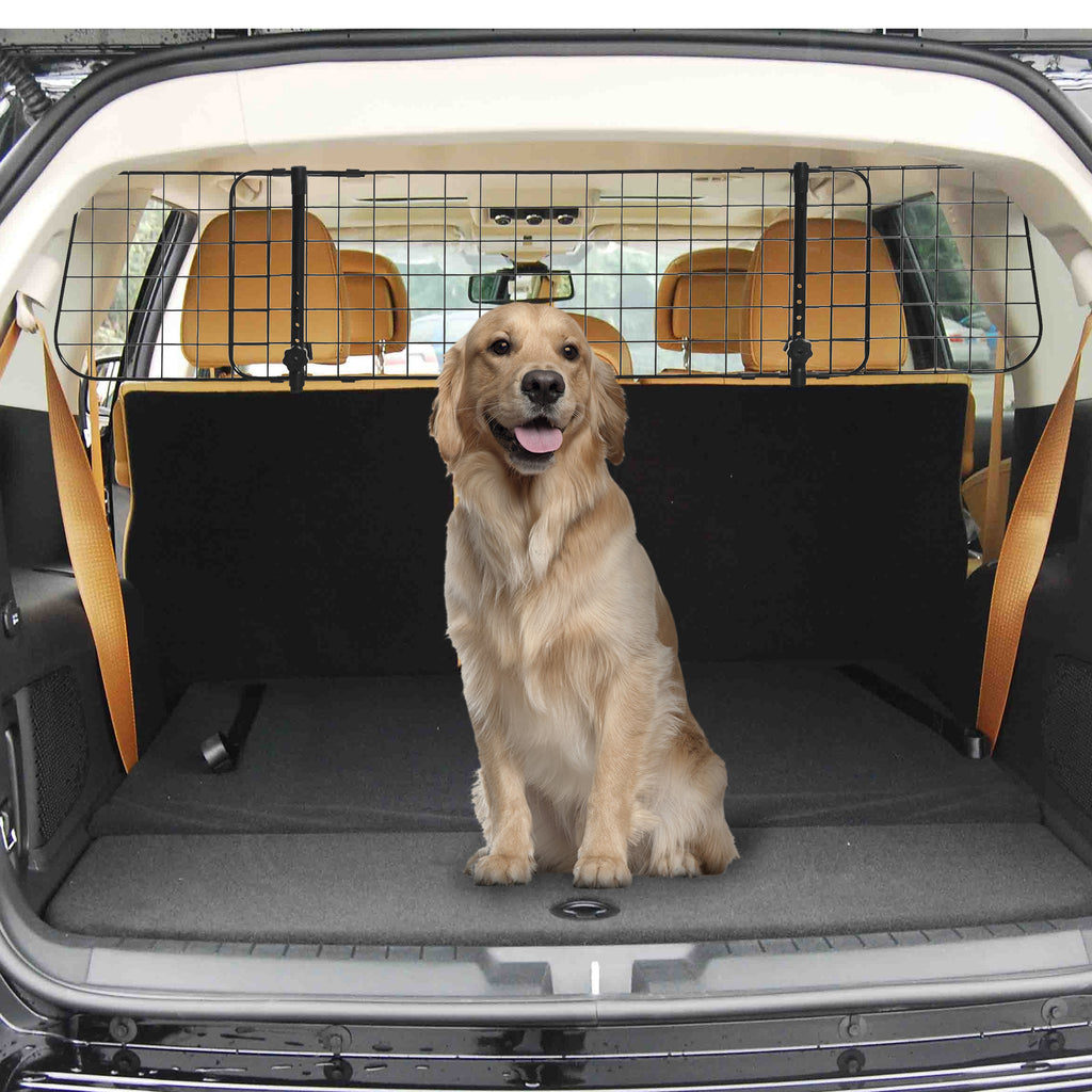 PawHut Adjustable Dog Car Barrier – Black – product view 2