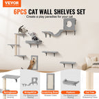 Wall-mounted cat shelves 6-piece set – image 1