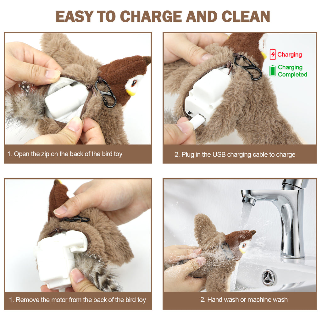Rechargeable Flapping Sparrow Cat Toy – product view 5