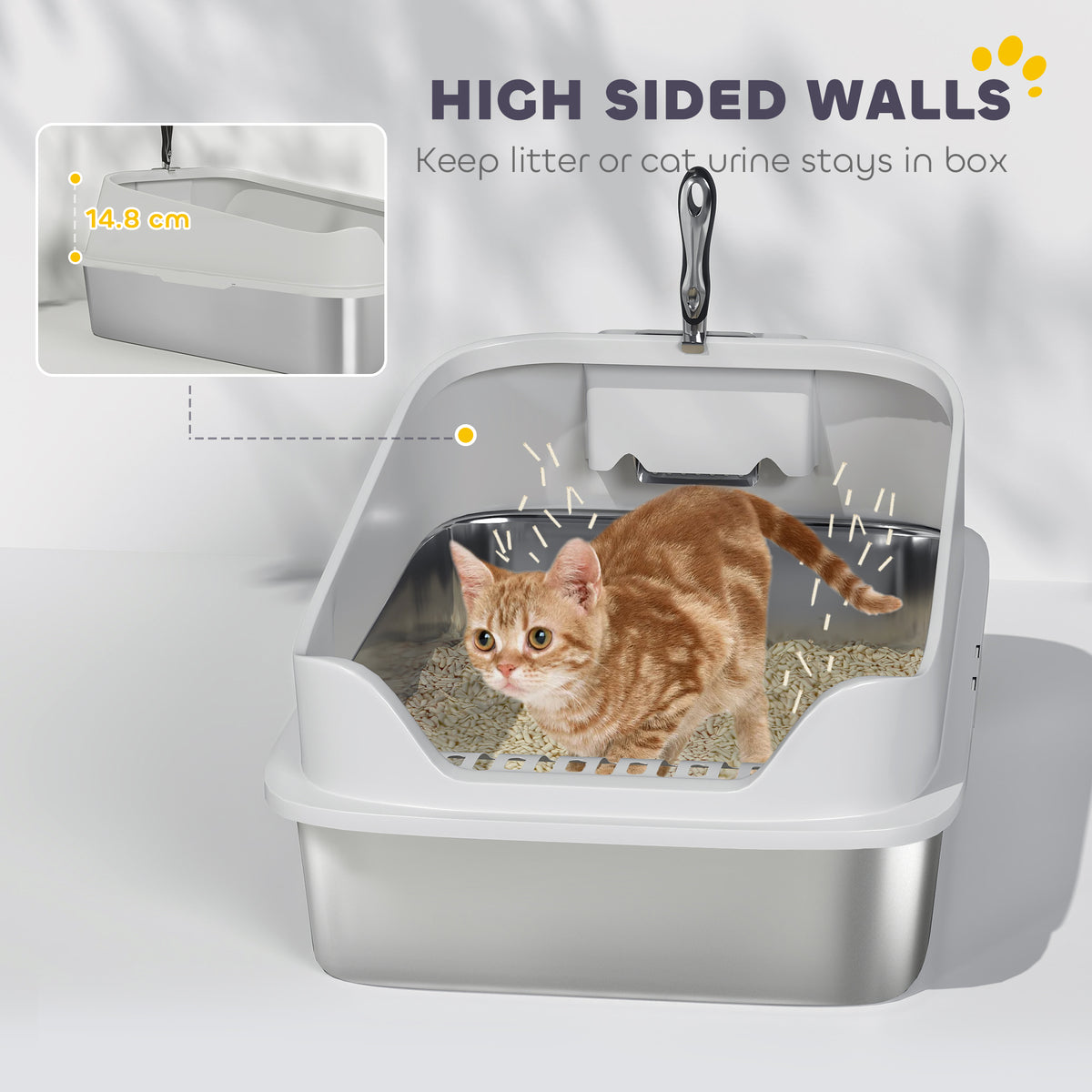 XL stainless steel cat litter box – image 3