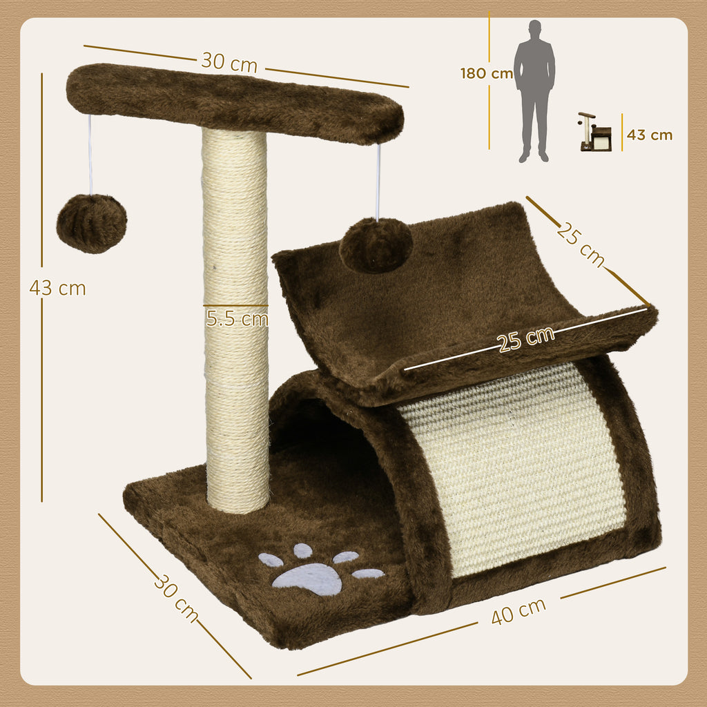 PawHut Cat Tree with Tunnel & Rotating Bar – Brown – product view 3