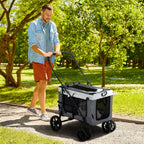 PawHut Dog Stroller with Detachable Carrier – Grey – product view 2