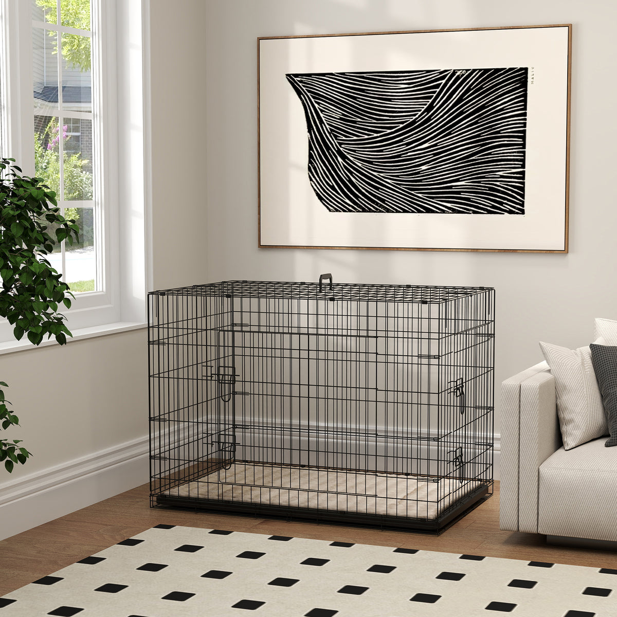 Folding two-door dog crate – image 1