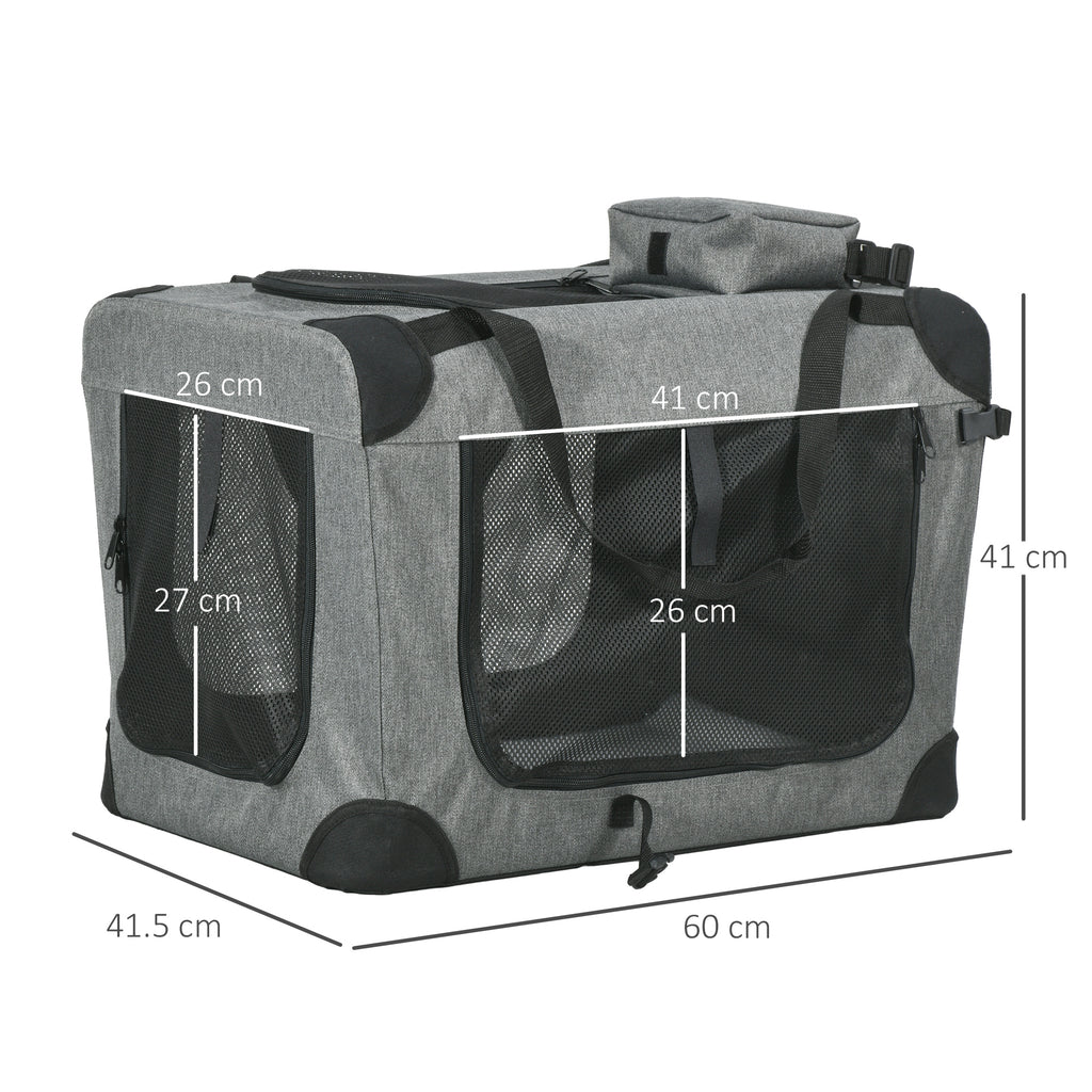 PawHut Oxford Fabric Pet Carrier – Grey, 60cm – product view 3