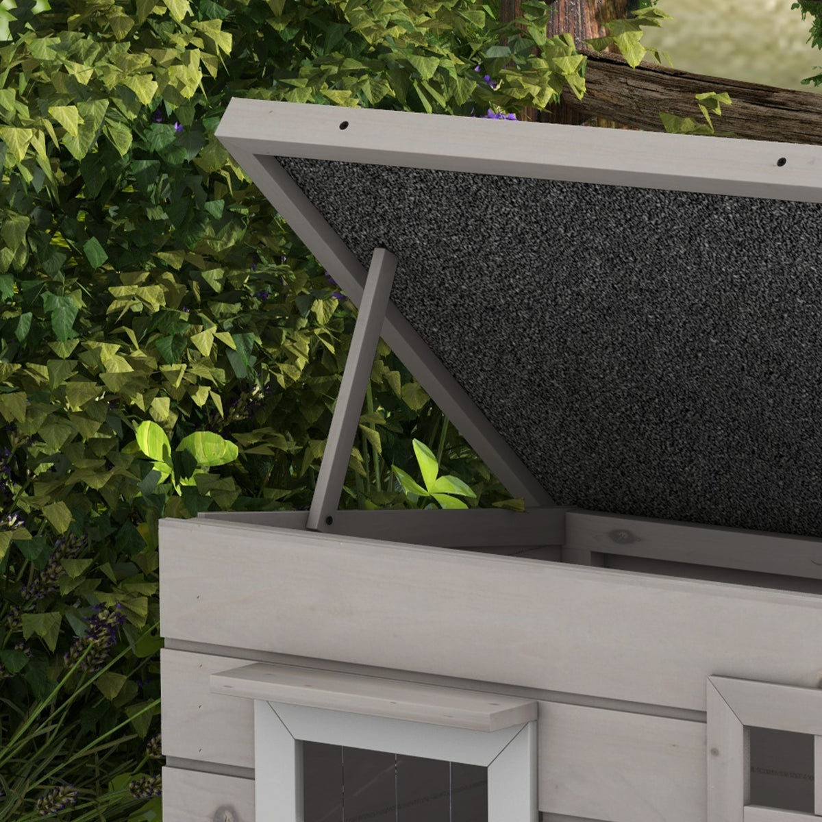 Raised wooden outdoor cat house – image 2