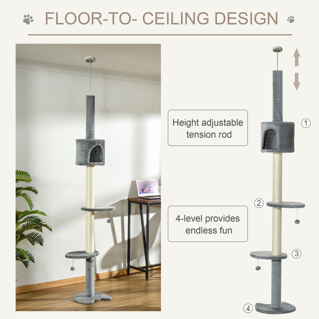Floor-to-ceiling cat tree with condo – image 4