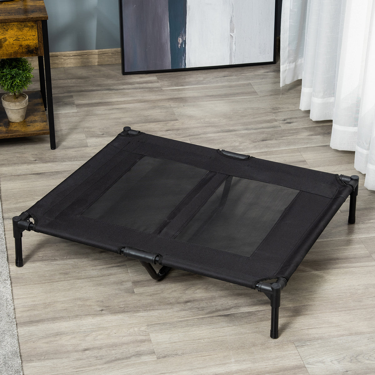 PawHut Raised Mesh Dog Bed – Black, 92cm – product view 2