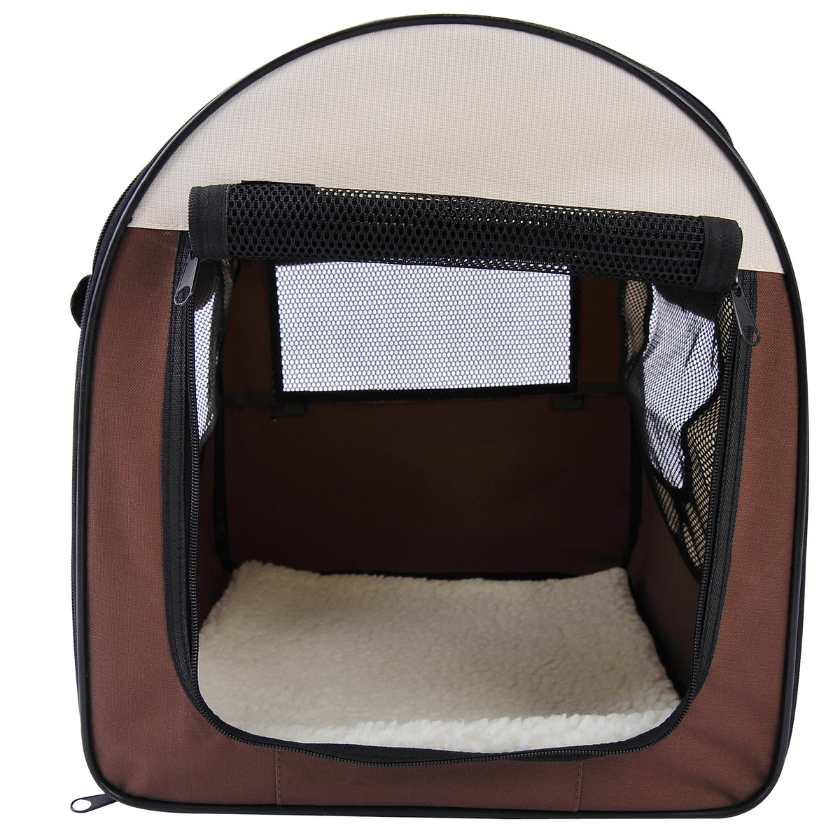 Brown folding fabric pet crate – image 1