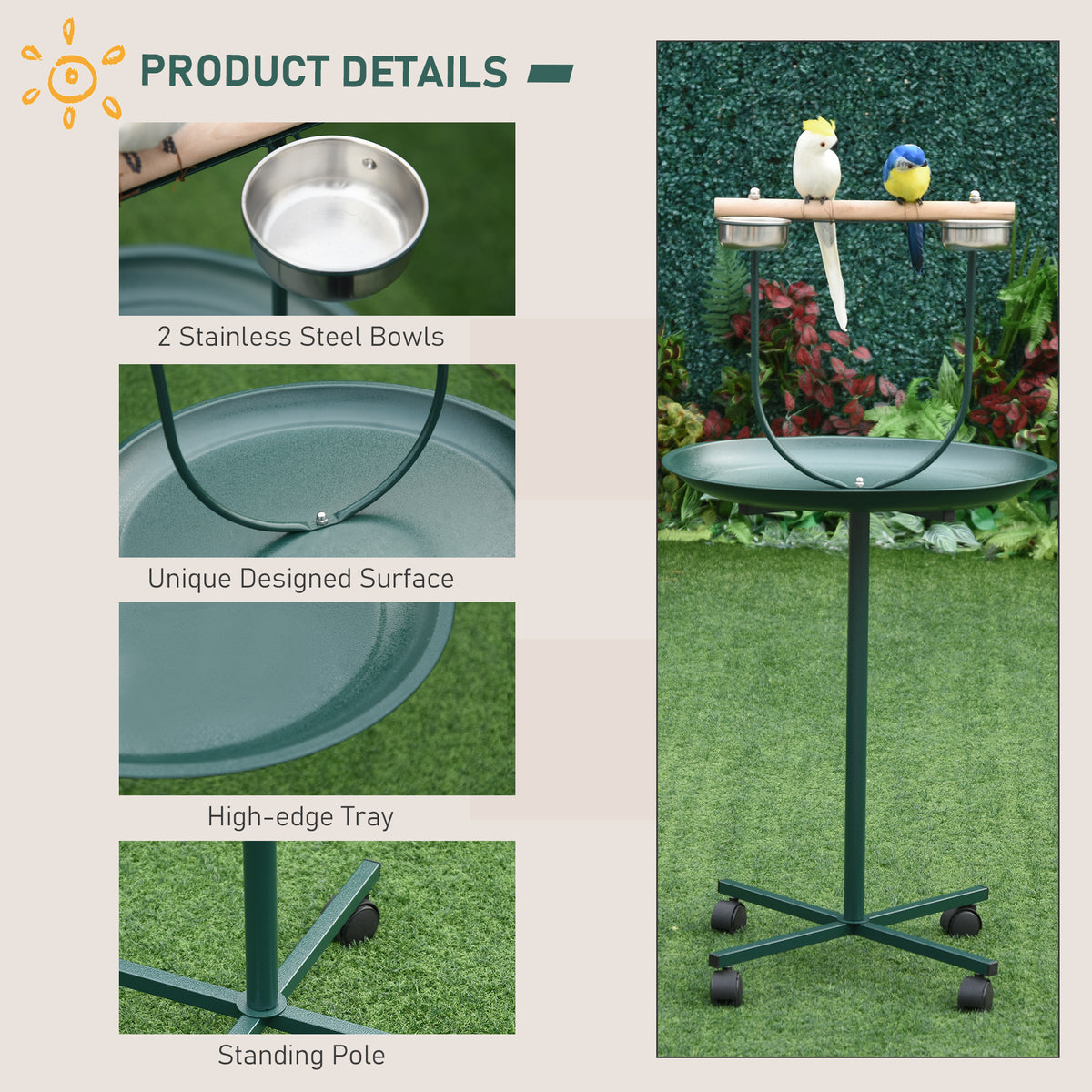 Wheeled bird perch stand – image 3