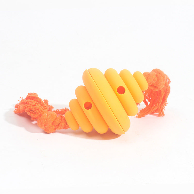 Yellow rope ball dog toy