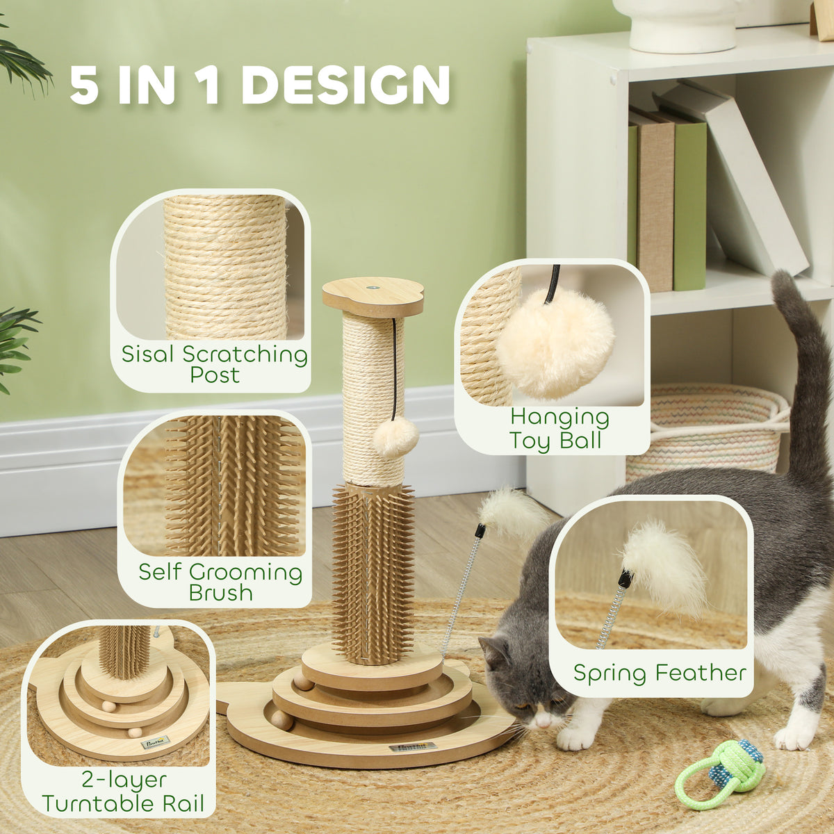 PawHut Five-in-One Cat Scratch Post – 49cm – product view 4