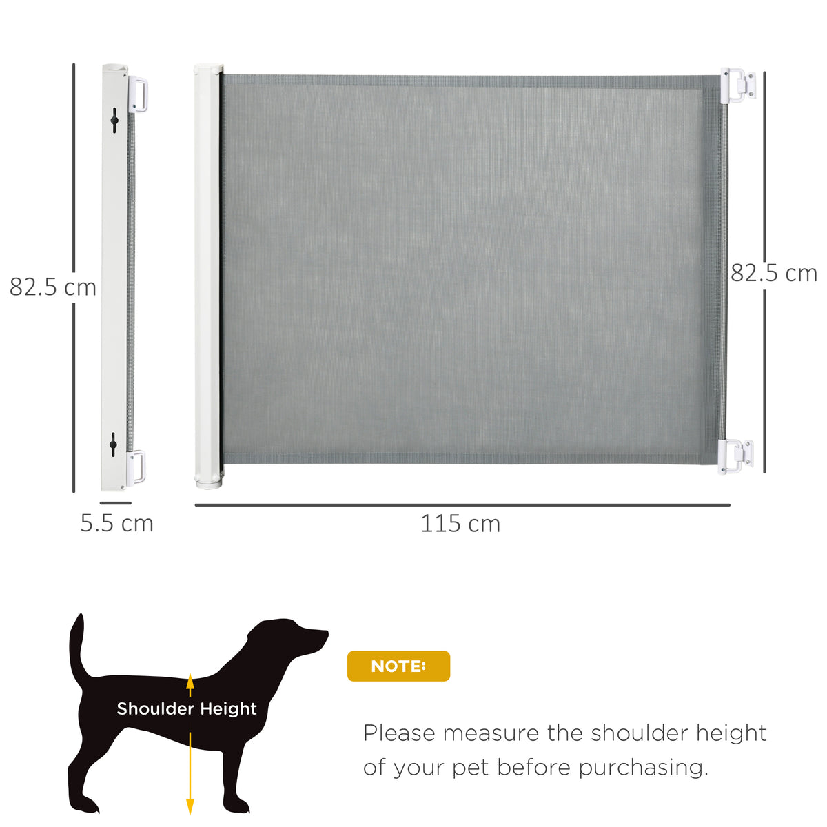 PawHut Retractable Pet Gate – Grey, 115cm – product view 3