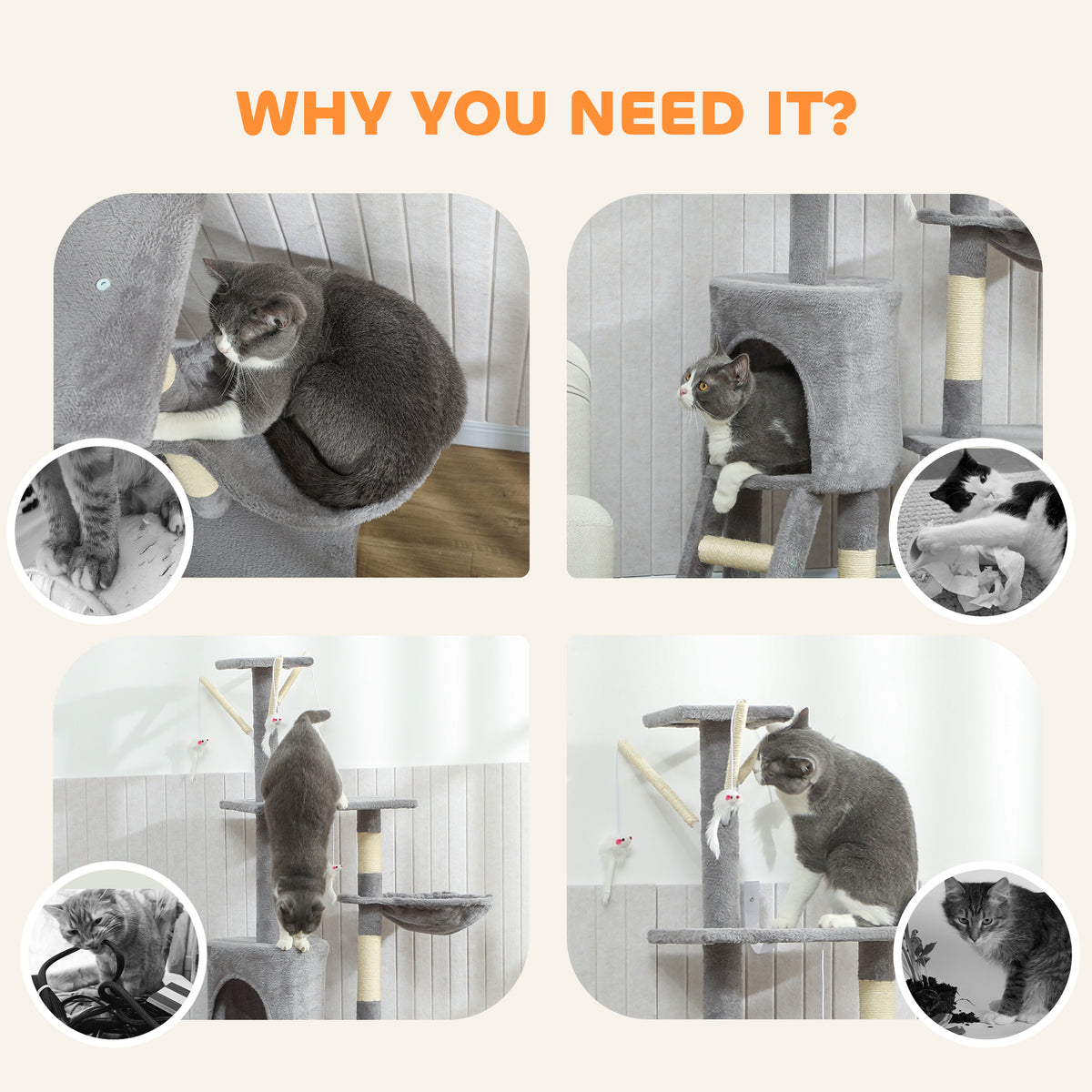 Grey multi-level cat tree – image 1